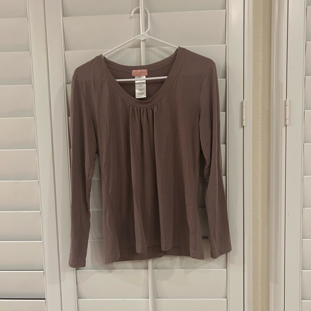 Pleated Brown Blouse with Blouse Sleeves